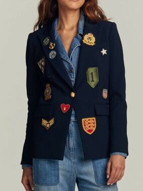 Veronica Beard | Navy Collegiate Patch Dickey Blazer, 4